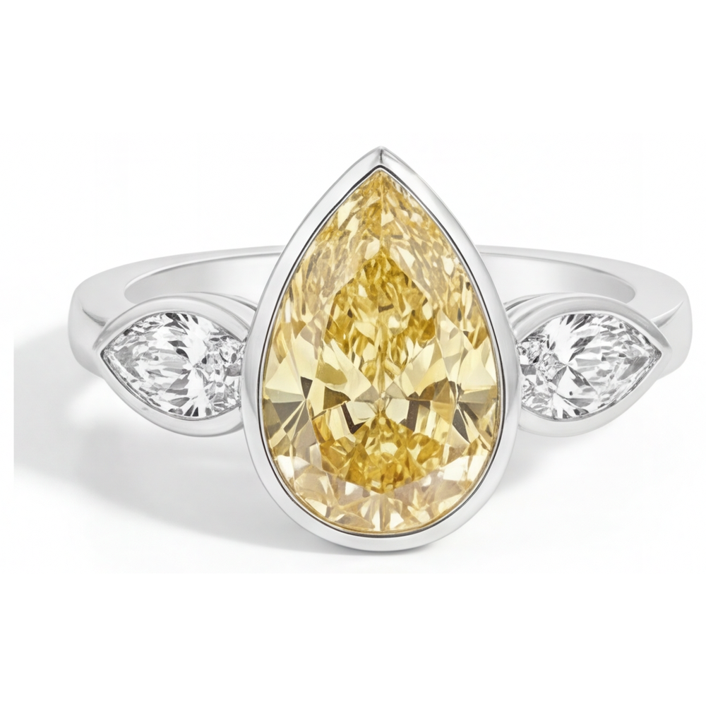 Diamant Jaune Fancy Bague Joaillerie 2,75-carats Or 14K Blanc – vue principale