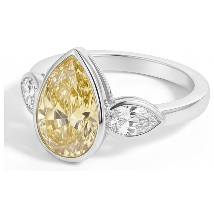 Diamant Jaune Fancy Bague Joaillerie – vue d'angle