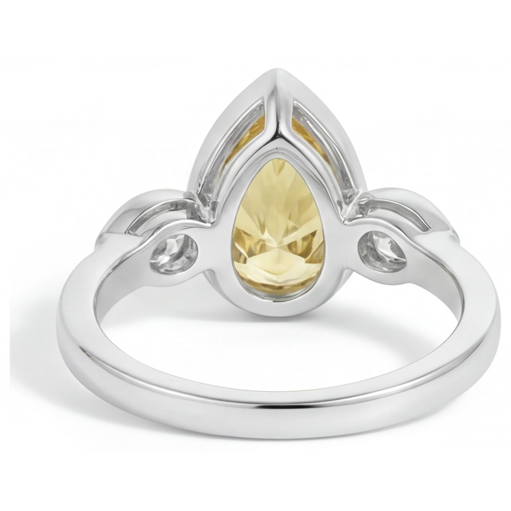 Bague Joaillerie Or 14K Blanc avec Diamant Jaune Fancy – vue de dessus
