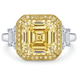 Fin VVS Diamant Jaune Fancy Bague Joaillerie – 2 carats Or Deux