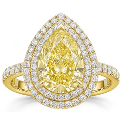 Diamant Jaune Fancy taille Goutte Bague Joaillerie 2 carats – Or
