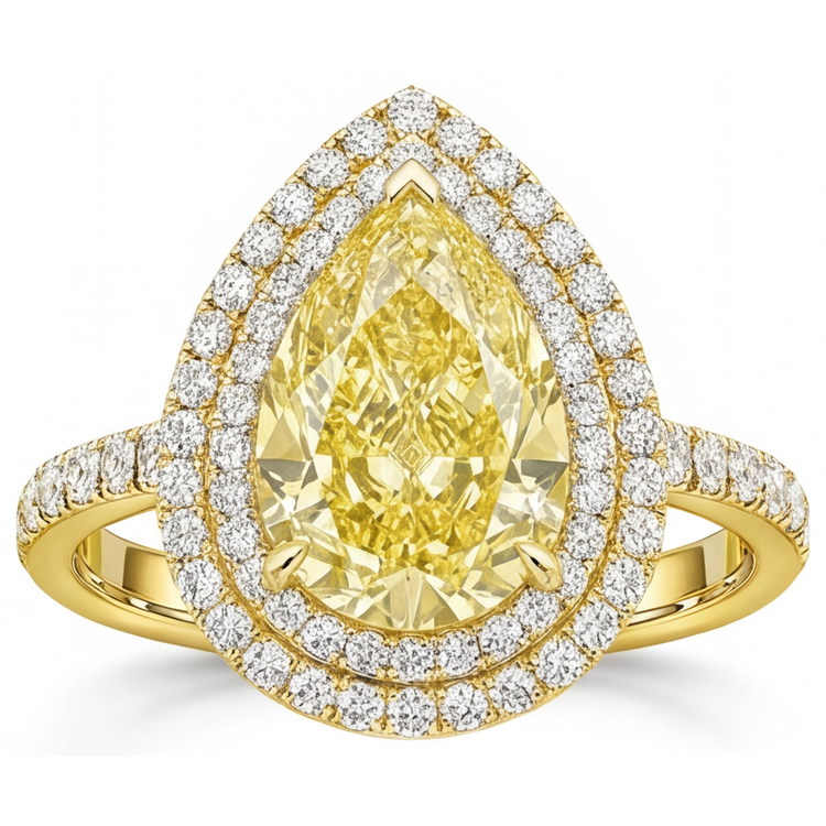 Bague Joaillerie Or Jaune 14 Carats avec Diamant Jaune Fancy – vue principale