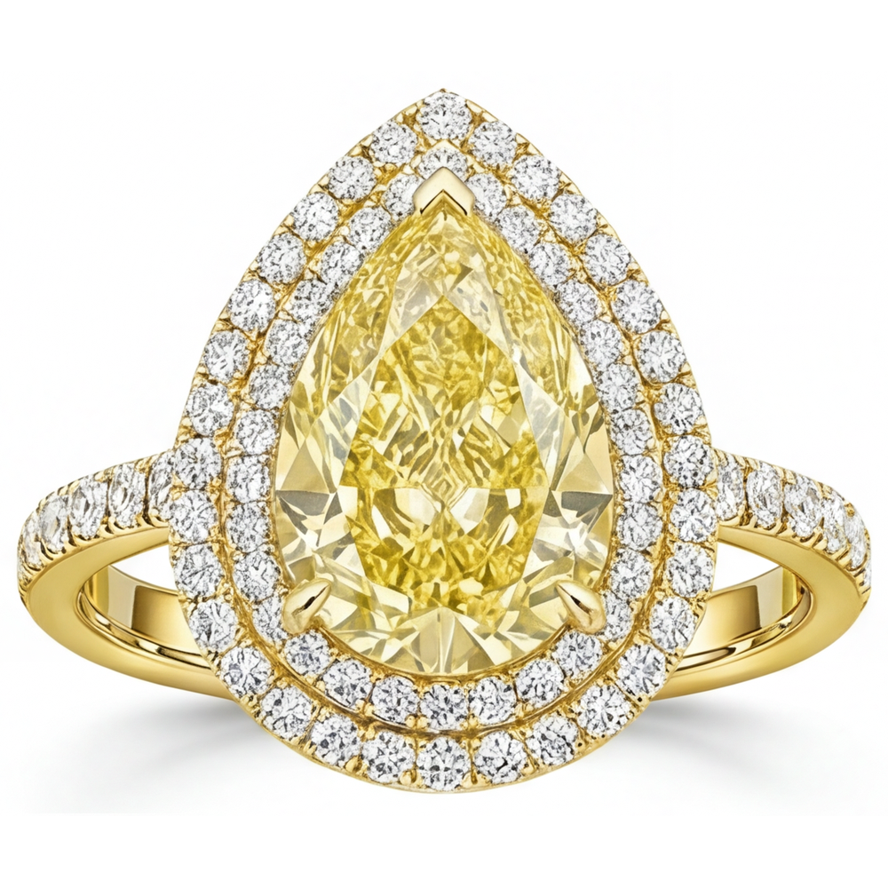 Diamant Jaune Fancy Bague Joaillerie – vue de face