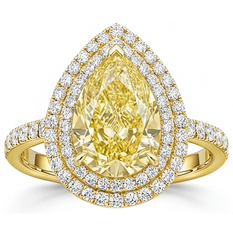 Diamant Jaune Fancy Bague Joaillerie – vue de face