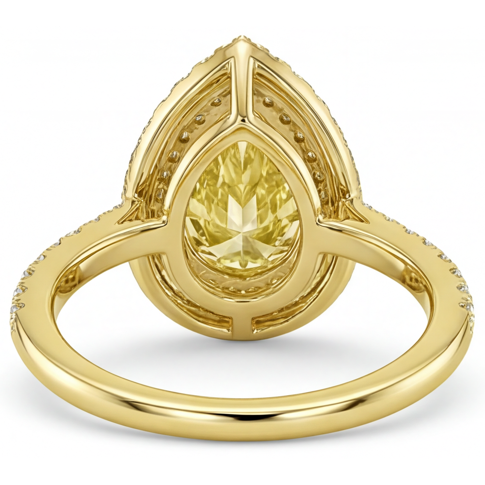 Goutte Diamant Jaune Fancy bague en Or Jaune 14 Carats – vue détaillée