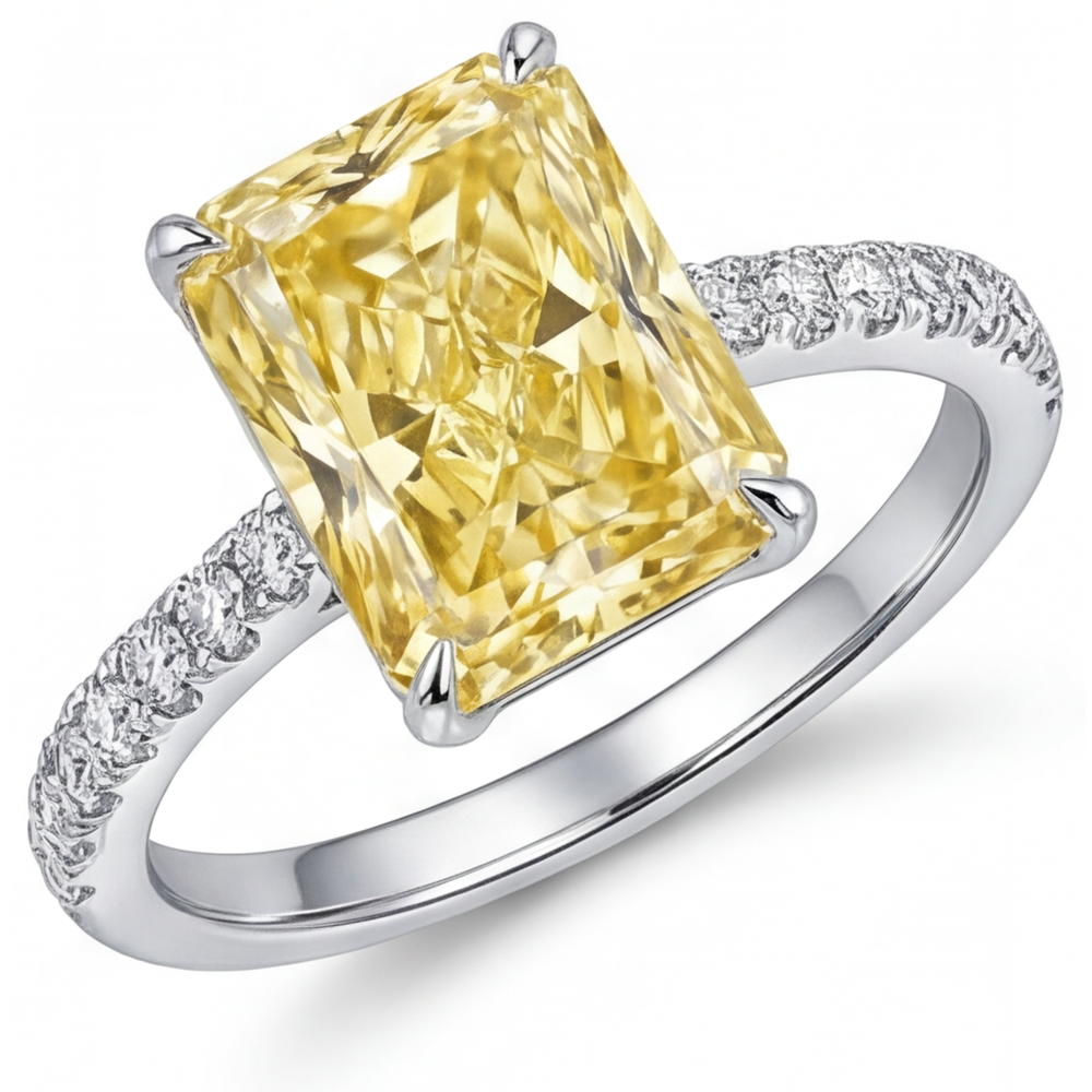 Brillant Diamant Jaune Fancy Bague Joaillerie 3 carats – vue principale