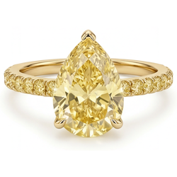 Goutte Diamant Jaune Fancy Bague Joaillerie en Or Jaune 14
