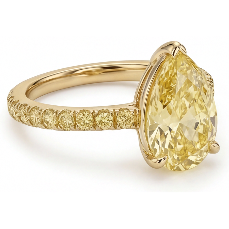 Intemporel Diamant Jaune Fancy Bague Joaillerie 3 carats – vue d'angle