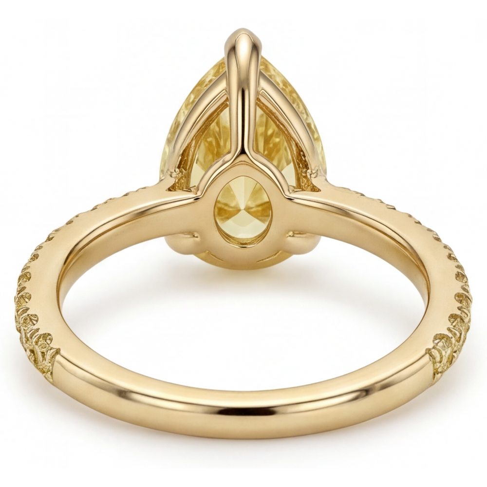 Diamant Jaune Fancy Bague Joaillerie 3 carats Or Jaune 14 Carats – vue de dessus