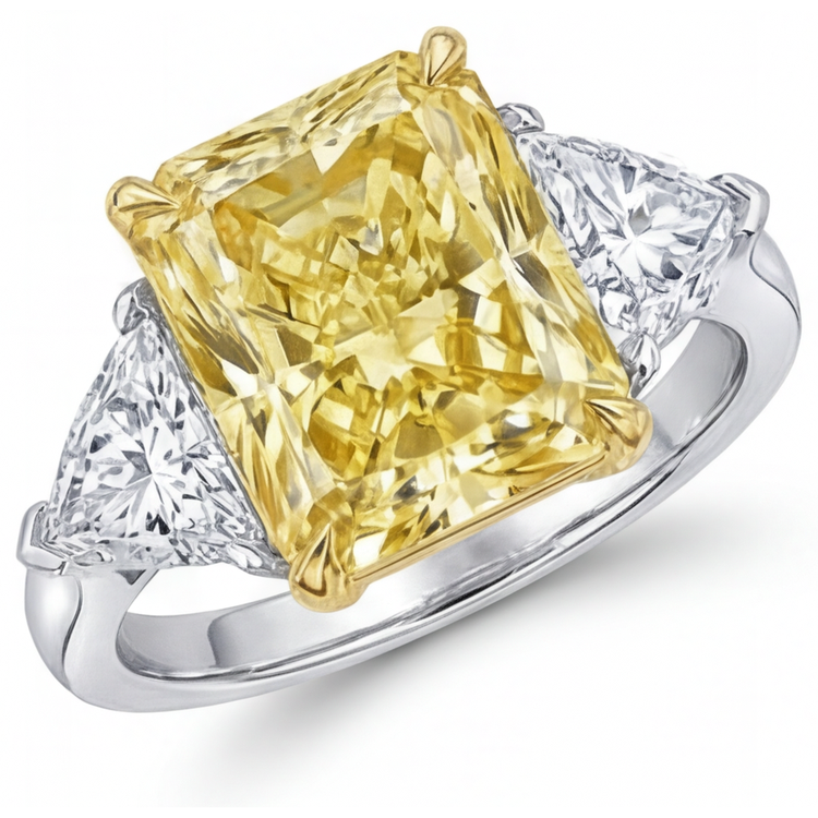 Bague Joaillerie Or 14K Bicolore avec Diamant Jaune Fancy – vue principale