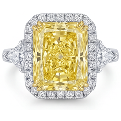 Pureté VVS Diamant Jaune Fancy Bague Sertie Halo 3 carats – Or