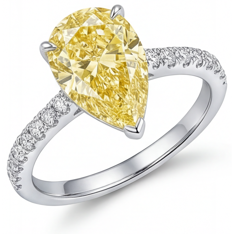 Diamant Jaune Fancy Bague Statement 1,75-carats Or 14K Bicolore – vue principale