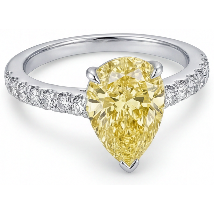 Diamant Jaune Fancy Bague Statement 1,75-carats Or 14K Bicolore – vue d'angle