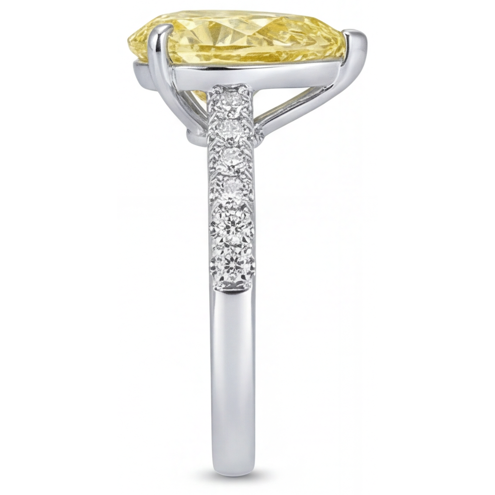 Diamant Jaune Fancy Bague Statement 1,75 carats Or 14K Bicolore – vue de dessus