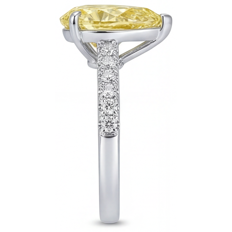 Diamant Jaune Fancy Bague Statement 1,75 carats Or 14K Bicolore – vue de dessus