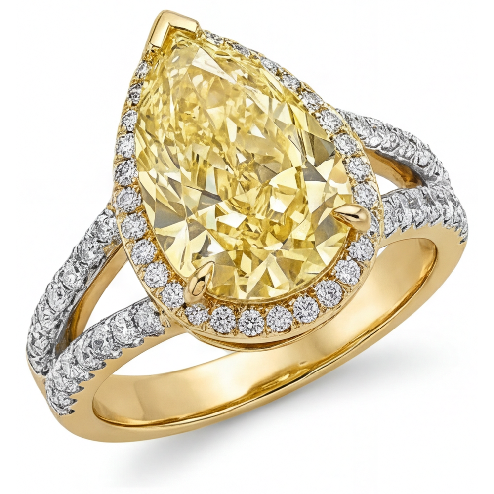 Bague Statement Or Bicolore 14 Carats avec Diamant Jaune Fancy – vue principale