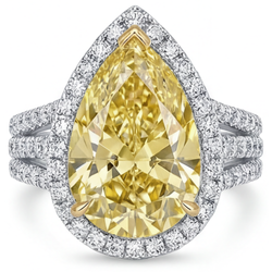 Brillant Diamant Jaune Fancy Bague Statement 4 carats