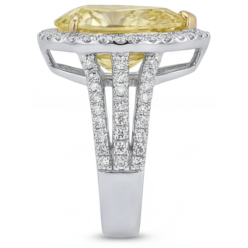 Bague Statement Or 14K Bicolore avec Diamant Jaune Fancy – vue détaillée