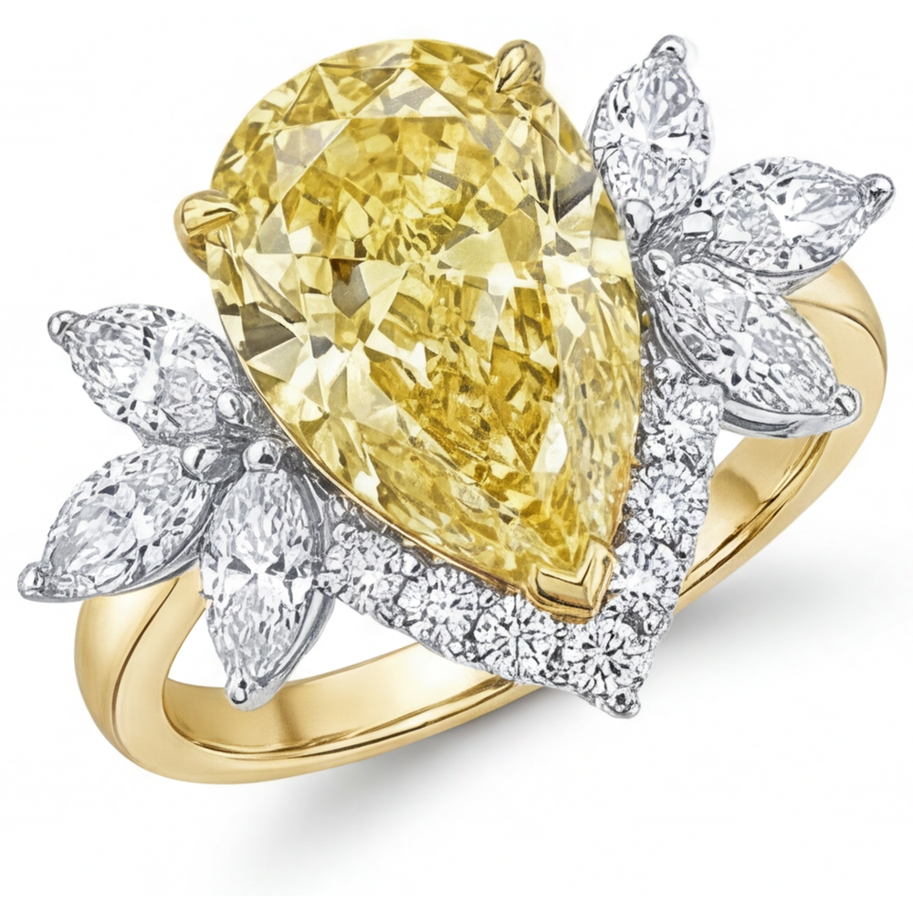 Éblouissant Diamant Jaune Fancy Bague Statement 4 carats – vue principale