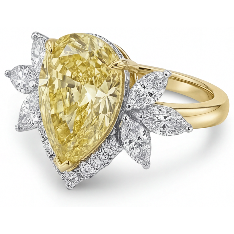 Diamant Jaune Fancy Bague Statement – vue de côté