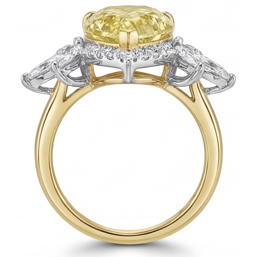 Éblouissant Diamant Jaune Fancy Bague Statement 4 carats – vue de dessus
