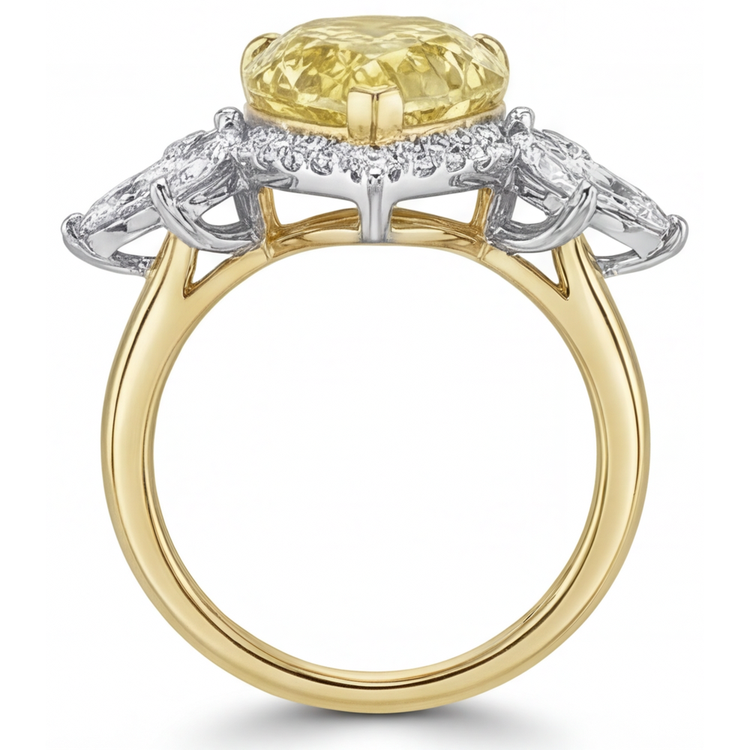 Éblouissant Diamant Jaune Fancy Bague Statement 4 carats – vue de dessus