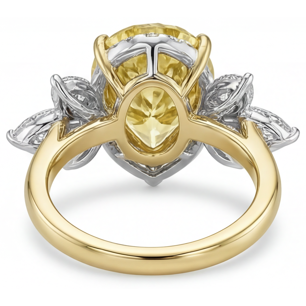 Bague Statement Or Bicolore 14 Carats avec Diamant Jaune Fancy – vue arrière