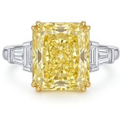 Luxueux Bague Trois Pierres avec Diamant Jaune Fancy VVS – 5