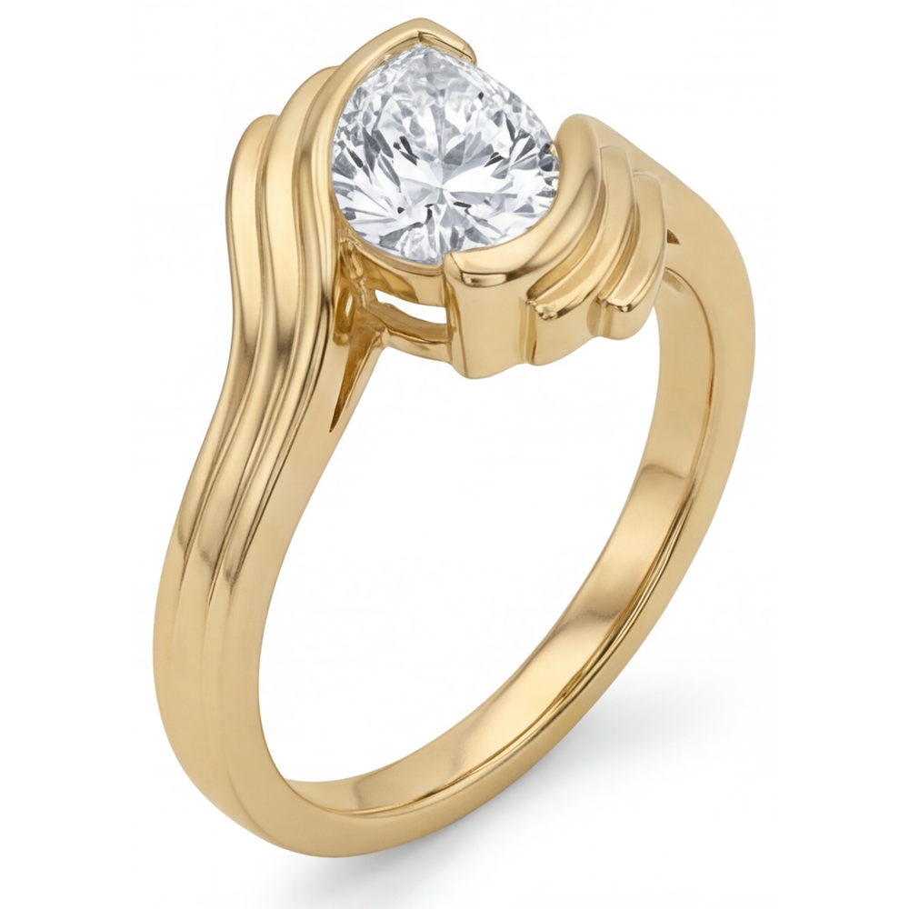 Diamant Solitaire de Fiançailles 1,50-carats Or 14K Jaune – vue de côté