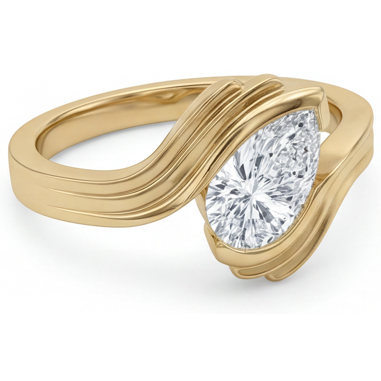 Diamant Solitaire de Fiançailles 1,50-carats Or 14K Jaune – vue d'angle