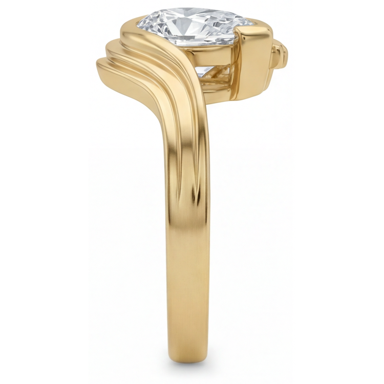 Solitaire de Fiançailles Or 14K Jaune avec Diamant – vue de dessus