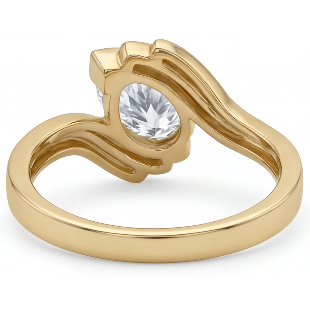 Solitaire de Fiançailles Or 14K Jaune avec Diamant – vue arrière