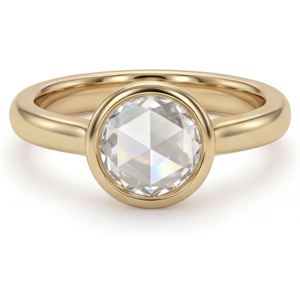 Taille Brillant Diamant bague en Or Jaune 14 Carats – vue principale