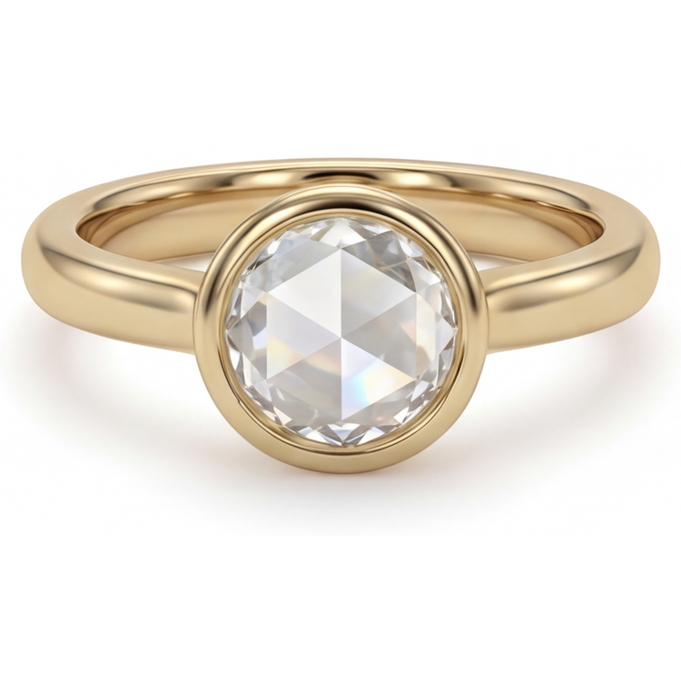 Taille Brillant Diamant bague en Or Jaune 14 Carats – vue principale