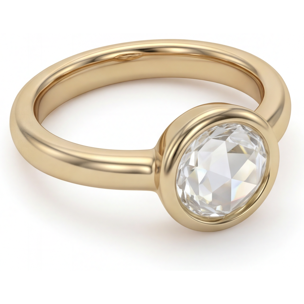 Solitaire de Fiançailles Or Jaune 14 Carats avec Diamant – vue d'angle