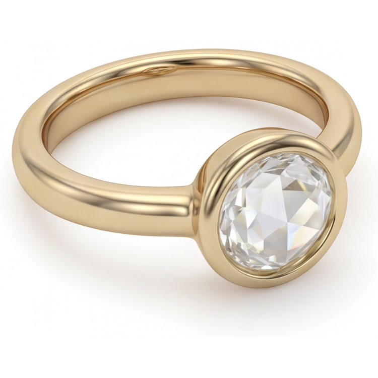 Solitaire de Fiançailles Or Jaune 14 Carats avec Diamant – vue d'angle