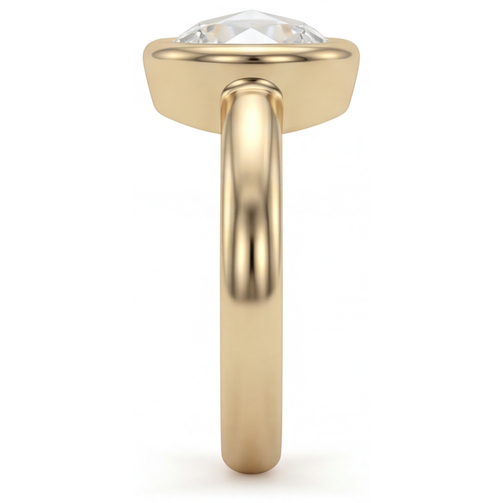 Diamant Taille Brillant Solitaire de Fiançailles en Or Jaune 14 Carats – vue de profil