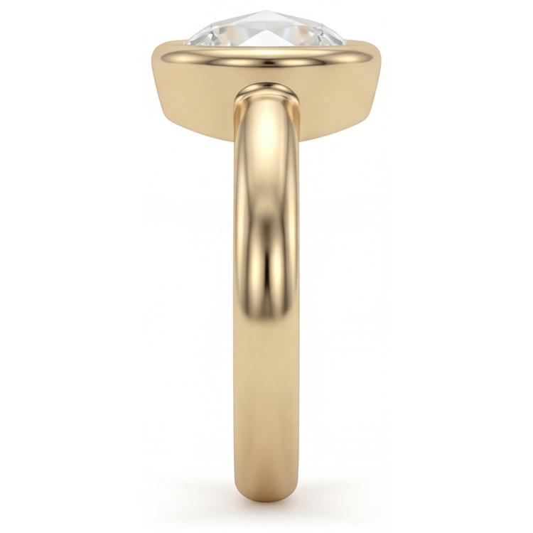 Diamant Taille Brillant Solitaire de Fiançailles en Or Jaune 14 Carats – vue de profil