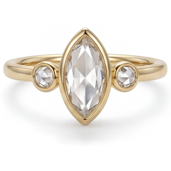Diamant Trilogie – Taille Rose 2,25 carats Or Jaune 14 Carats