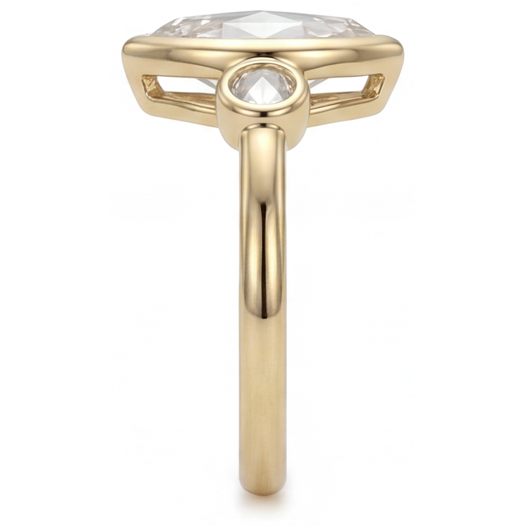 Diamant Taille Marquise Trilogie en Or Jaune 14 Carats – vue d'angle