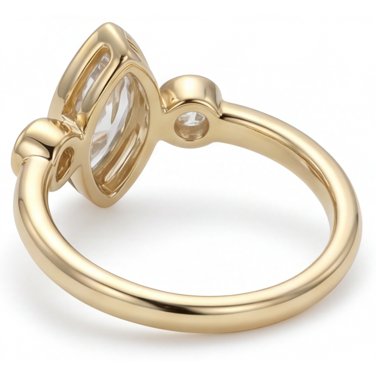 Taille Marquise Diamant bague en Or Jaune 14 Carats – vue de profil