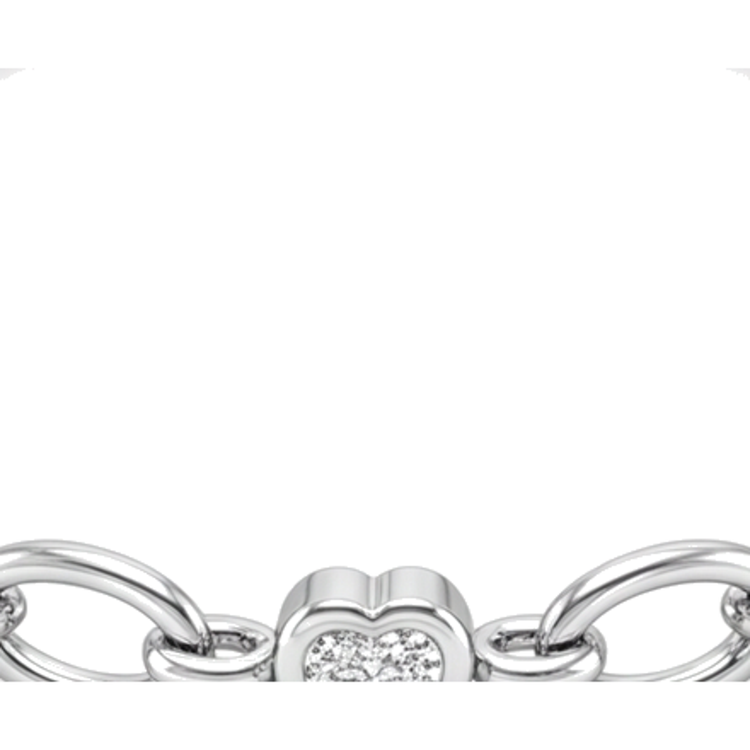 Bracelet Cœur en Diamant de Laboratoire 3 Carats à Maillons Ovales en Or Blanc 14 Carats, 7 Pouces