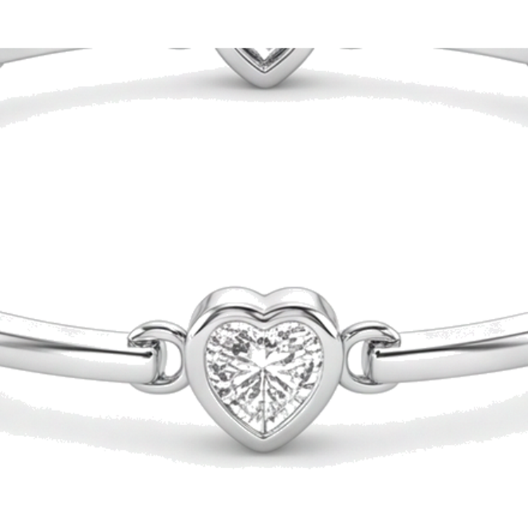 Bracelet Cœur à Barrettes en Diamants de Laboratoire 4 Carats en Or Blanc 14K, 7 Pouces