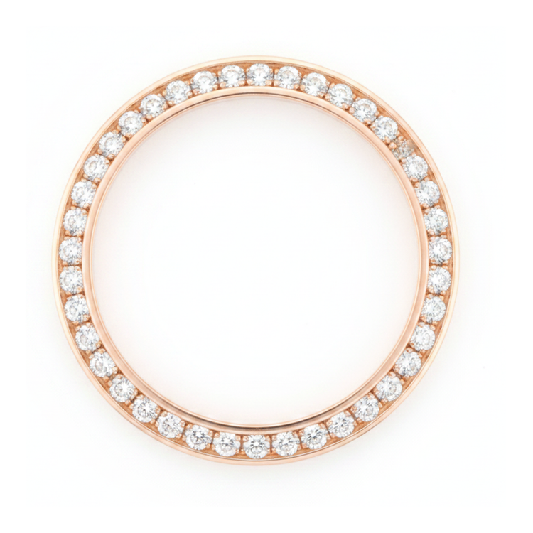 Lunette de Montre en Diamants 1,5 Carat 28 mm Pour Rolex Datejust Or Rose 14K Diamants Naturels Ronds Pavés