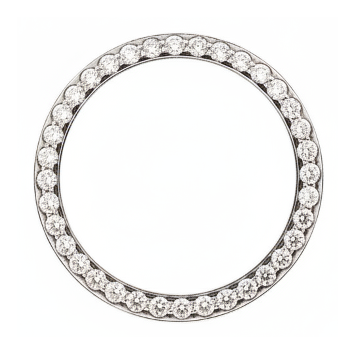 Lunette de Montre en Acier Inoxydable et Diamants Naturels Véritables 1,5 Carat Pavé Rond 28 mm pour Rolex Datejust