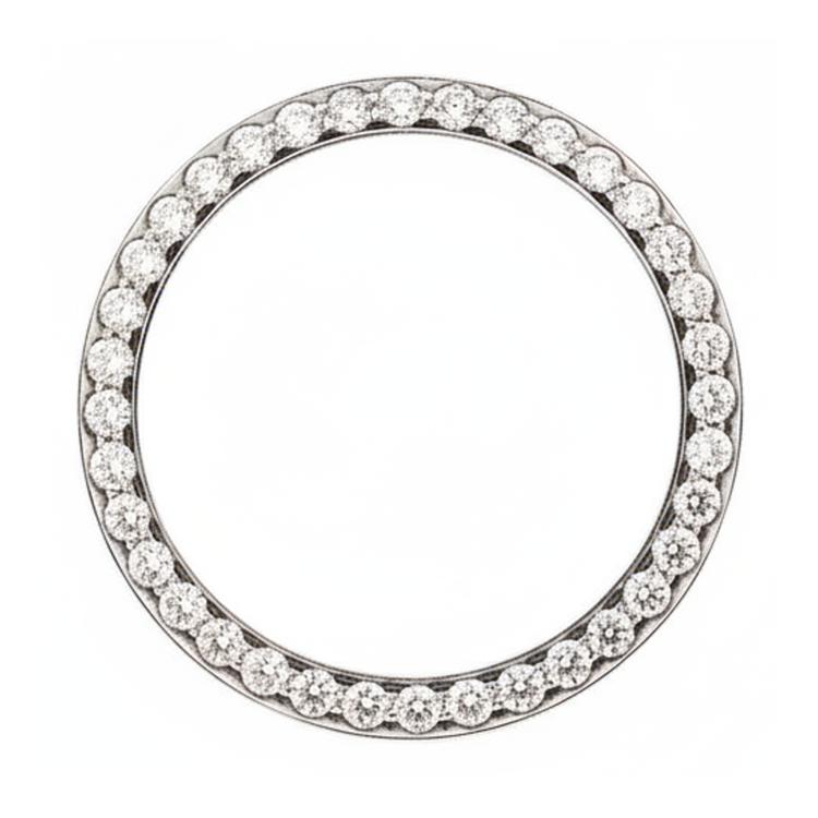 Lunette de Montre en Acier Inoxydable et Diamants Naturels Véritables 1,5 Carat Pavé Rond 28 mm pour Rolex Datejust