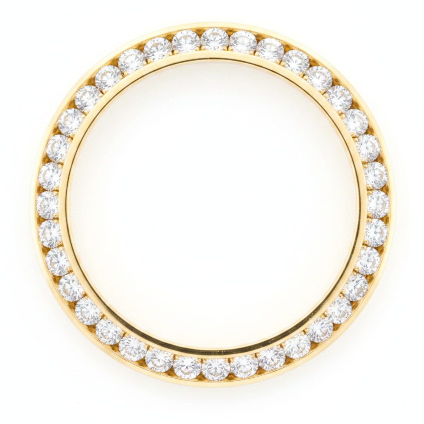 Lunette de montre en diamants naturels 1 carat 28 mm pour Rolex Datejust en Or Jaune 14K, diamants ronds serti rail