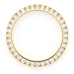 Lunette de montre en diamants naturels 1 carat 28 mm pour Rolex Datejust en Or Jaune 14K, diamants ronds serti rail