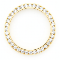 Lunette de Montre en Diamants Naturels Véritables 2,5 Carats 28 mm Pour Rolex Datejust en Or Jaune 14K Ronde