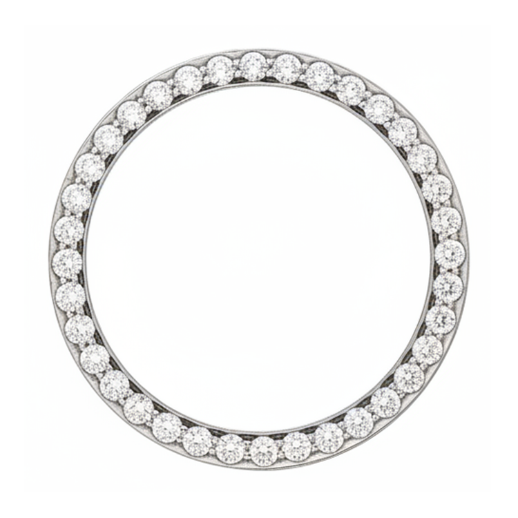 Lunette de montre en diamants naturels 2 carats 28 mm pour Rolex Datejust en or blanc 14 carats pavé rond